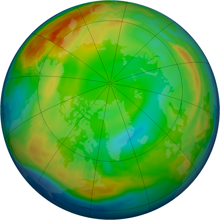 Arctic ozone map for 08 January 1997